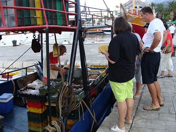 Frischer Fisch an der Hafenpromenade von Makarska